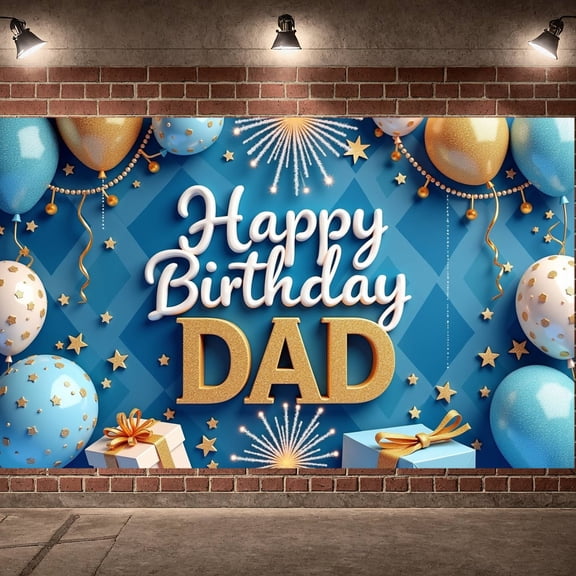 Black & Gold Happy Father's Day Banner Gold Glitter #1 Dad Backdrop Sparkly Texture Luxury Father's Day Display for Father's Day Party Home Celebration Family Reunion