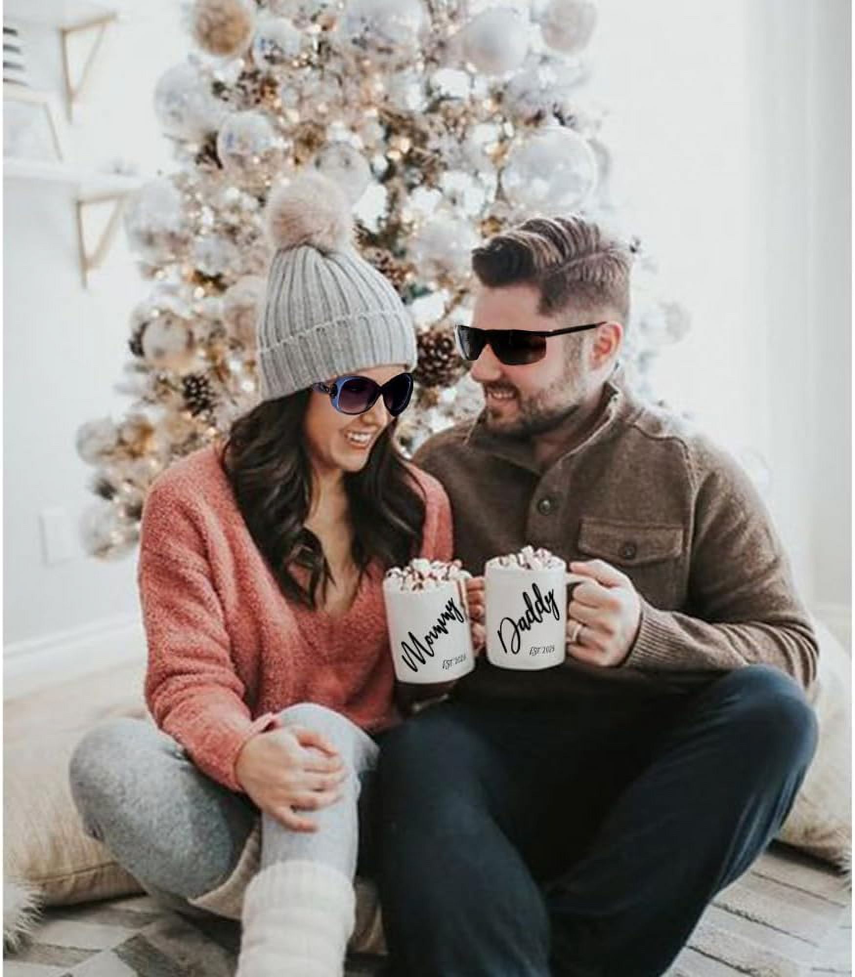 EST 2025 New Daddy Mommy Mugs Set Gift for Expecting Parents First Time Parents, Promoted to Be Mom Dad, Baby Reveal Pregnancy Announcement Gift for New Parents