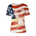 thumbnail image 4 of Lenago Hauts d'Été Grande Taille Printemps pour Femmes Mode T-shirt Décontracté à Manches Courtes Col Rond Imprimé Blouse Tenues du 4 Juillet pour Femmes, 4 of 5