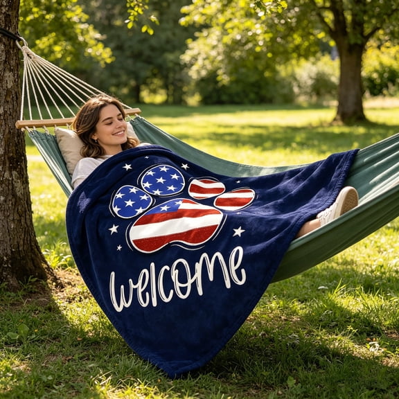 Cififendec Independence Day Throw Blanket, 78.74"×70.87", Patriotic Star-Striped American Flag Print Cozy Fleece for Couch, Bed and Patriotic Home Decor