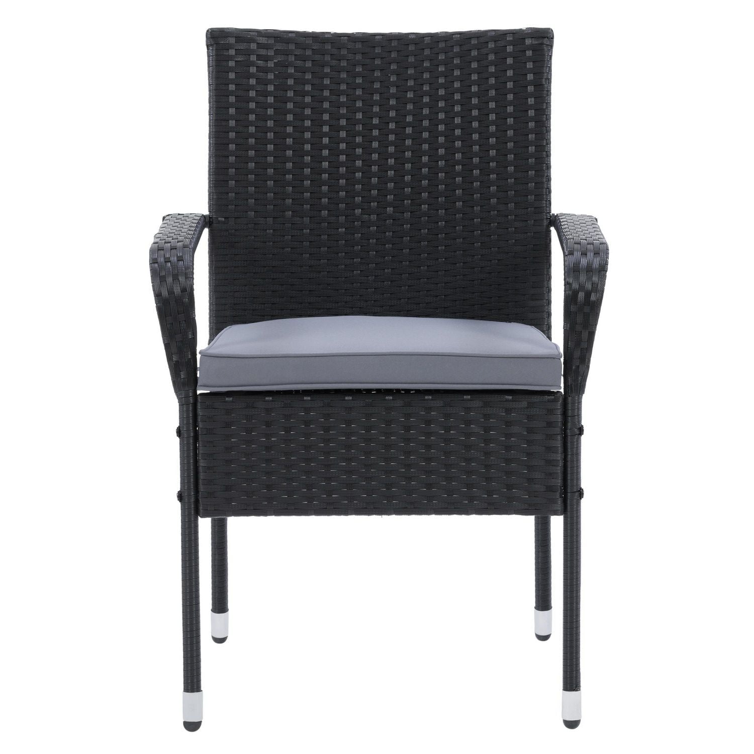 Ensemble de fauteuils de jardin Parksville empilables - fini noir / coussins gris cendre 2pc