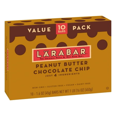 - Larabar Gluten Free Peanut Butter Choc Chip Fruit & Nut Bars 16 oz