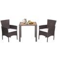 thumbnail image 4 of Costway 3PCS Patio Wicker Dining Set Acacia Wood Table Top with Cushioned Chairs Garden, 4 of 10