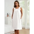 thumbnail image 3 of FEREMO Sleeveless Nightgowns for Women 100%Cotton V Neck Sleepwear, 3 of 5