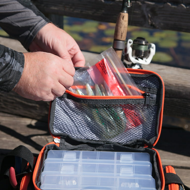Ozark Trail Saltwater 15 Liter Fishing Tackle Box Gear Bag, Black, Polyester