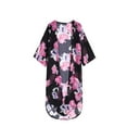 thumbnail image 3 of Qiylii Women's Beach Cover Up Smock, Flower/Sailboat Printing Long Sleeve Ultra-Thin Swimwear Long Cardigan, 3 of 7