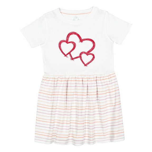 Inktastic Three Red Hearts Girls Toddler Dress