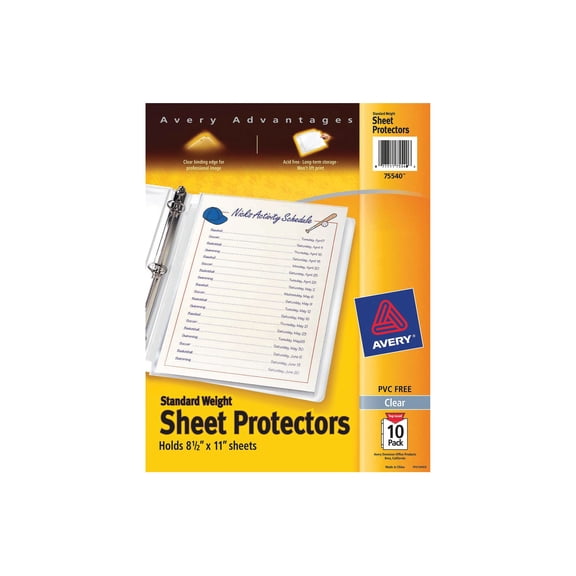 Avery Sheet Protector Top Loading Standard Weight - Clear - 2 Pack, 8-1/2 x 11 In.