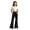 Black, variant on Ticikt Girls Solid Color Flared Pants, High Waist Double Pockets Stretch Bootcut Trousers Casual Kids Bell Bottom Daily Pants,Black