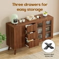 thumbnail image 6 of Farini Farmhouse Buffet Cabinet, 55.5" Coffee Bar with 3 Drawers and Pop-Up Doors, Large Rustic Sideboard for Dining Room, Kitchen, Hallway, and Living Room, Walnut, 6 of 7