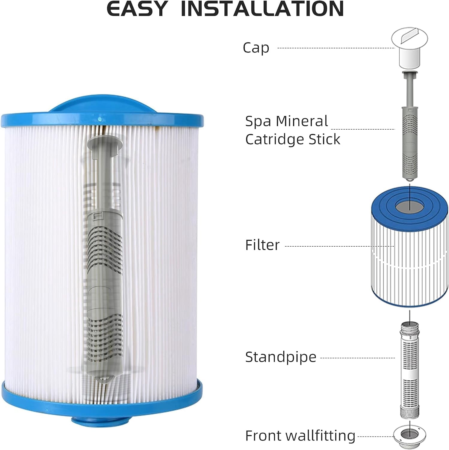 Hot Tub Silver Ion Cartridge - Spa Mineral Sticks for Hot Tub, Spa Silver Ion Cartridge, 2 Pack