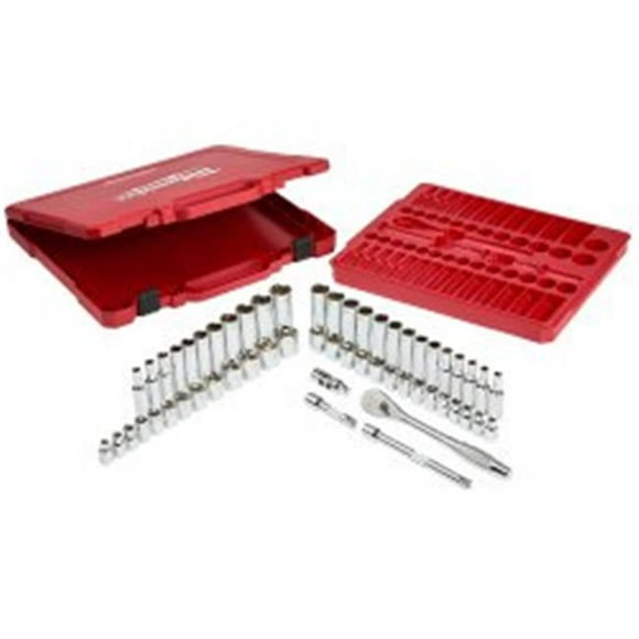 Milwaukee Electric Tools MLW48-22-9008 0.37 in. Ratchet & Socket Set - 56 Piece