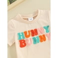 thumbnail image 6 of Suealasg Toddler Baby Girl Easter Outfit Short Sleeve Letter Embroidery Tops Solid Color Shorts Sets 2Pcs Newborn Girl Summer Clothes, 6 of 9