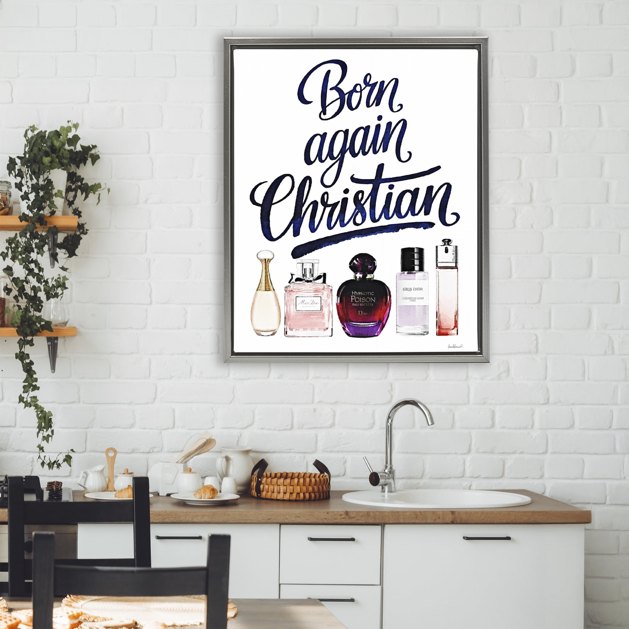 Born Again Christian Skincare Gray Framed Floater Canvas Wall Art, design by Amanda Greenwood