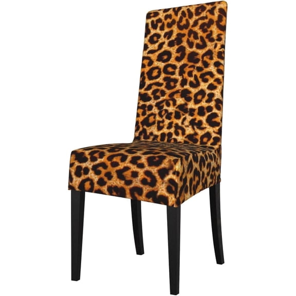 Animal Leopard Print Chair Slipcovers for Dining Room Chair Seat Covers Chair Protectors for Party Pet Protection Universal Fit Soft Polyester
