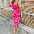 thumbnail image 4 of PEASKJP plus Size Office Attire for Women Women's Leaking Shoulders Off Shoulder Printed Loose Chiffon Dress, 4 of 5