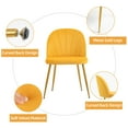 thumbnail image 6 of Newnno Velvet Modern Dining Chairs Set of 2, Upholstered Armless Accent Side Chair with Metal Legs for Kitchen Dining Room, Yellow, 6 of 6