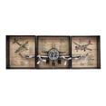 thumbnail image 3 of Metallic Vintage Airplane Wall Art with Clock, Set of 3, 3 of 9