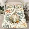 thumbnail image 2 of Erosebridal Marine Seashell Sheet Set Twin, Retro Sealife Twin Sheet Sets, Starfish Coral Bedding Twin Size, Lightweight Room Decorative, 3pcs, 2 of 7