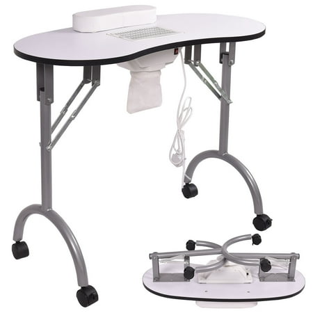 Goplus Folding Portable Vented Manicure Table Nail Desk Salon Spa With Fan White