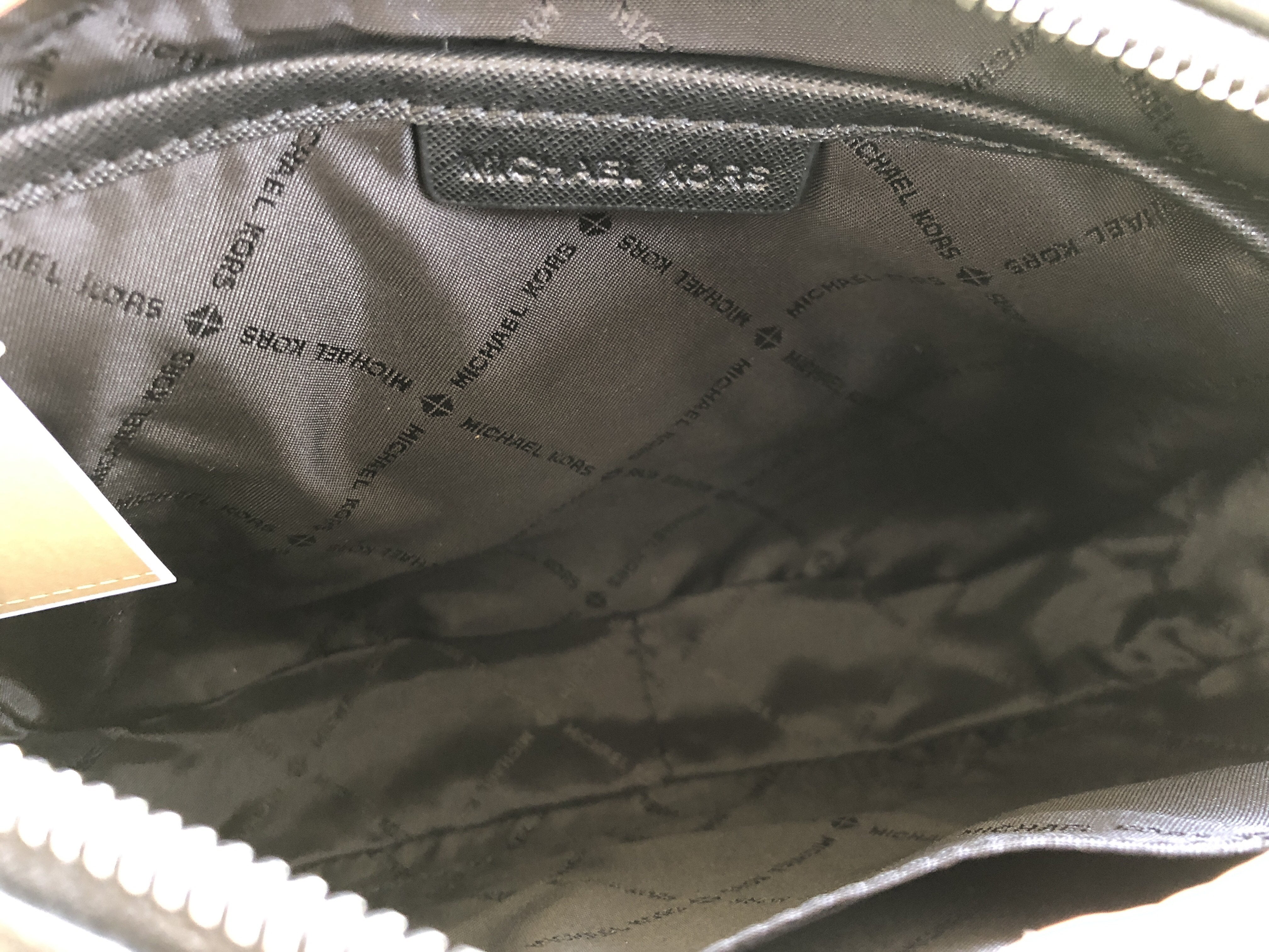 MICHAEL KORS Black MK Signature Logo East West Jet Set Saffiano Leather Crossbody  Bag NWOT
