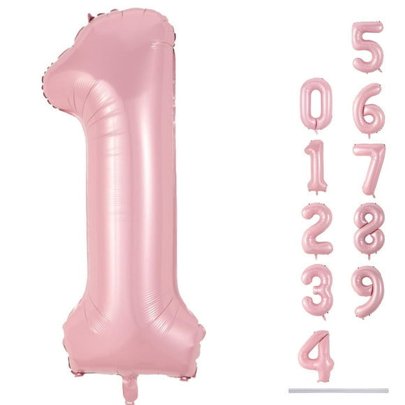 Lámina de 40 pulgadas con el número 1 de Balloon Lingqiang, color rosa pastel