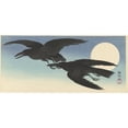 thumbnail image 2 of Ohara Koson 24x13 Black Ornate Framed Double Matted Museum Art Print Titled: Crows at Full Moon (1925 - 1936), 2 of 5