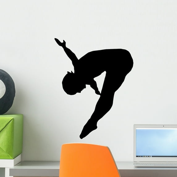 Gymnastic Silhouette Wall Decal by Wallmonkeys Peel and Stick Graphic (18 in H x 14 in W) WM350700