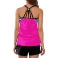thumbnail image 3 of Tankini Bathing Suits Womens Tummy Control Swimsuits Blouson Tank Tops with Bottom Athletic Swimwear Two Piece Pink 2XL, 3 of 5