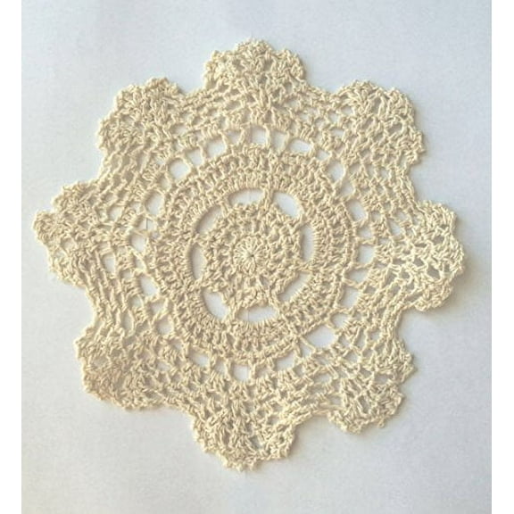 Fennco Styles Handmade Crochet Lace Cotton Doilies - 8-inch Round - 4-pack (Beige)
