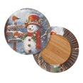 thumbnail image 2 of Chririnla Christmas Round Bar Stool Covers with Snowman Pattern, 2 Pack Polyester Stretch Washable Slipcovers for Home Bar and Salon, 2 of 6