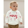thumbnail image 5 of Miaouyo 0-4T Toddler Baby Boys Girls Fall Sweaters Long Sleeve Round Neck Cany Cane Letter Embroidery Tops, 5 of 9