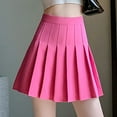 thumbnail image 4 of Ploknplq Knife Pleat Skirt for Women Solid Mini Length Pleated Skirts for Women Mini Skirt Hot Pink M, 4 of 5