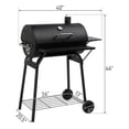 thumbnail image 3 of Alvantor Barrel Charcoal Grill with Warming Rack,Adjustable Fire Grate,Thermometer,Smokestack Vent,Front Table,Wheels,Black, 3 of 11
