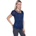 thumbnail image 4 of Scully Honey Creek Womens Blue 100% Rayon S/S Multi-Fabric Blouse XS, 4 of 4