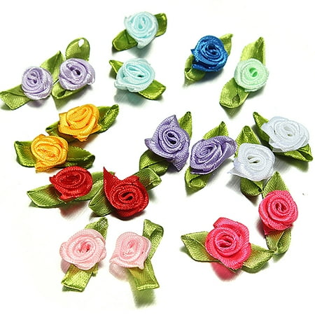 - Meigar 100Pcs Satin Ribbon Roses Flower Appliques Scrapbooking Sewing Craft Decor Home Garden Christmas Decoration 25mm