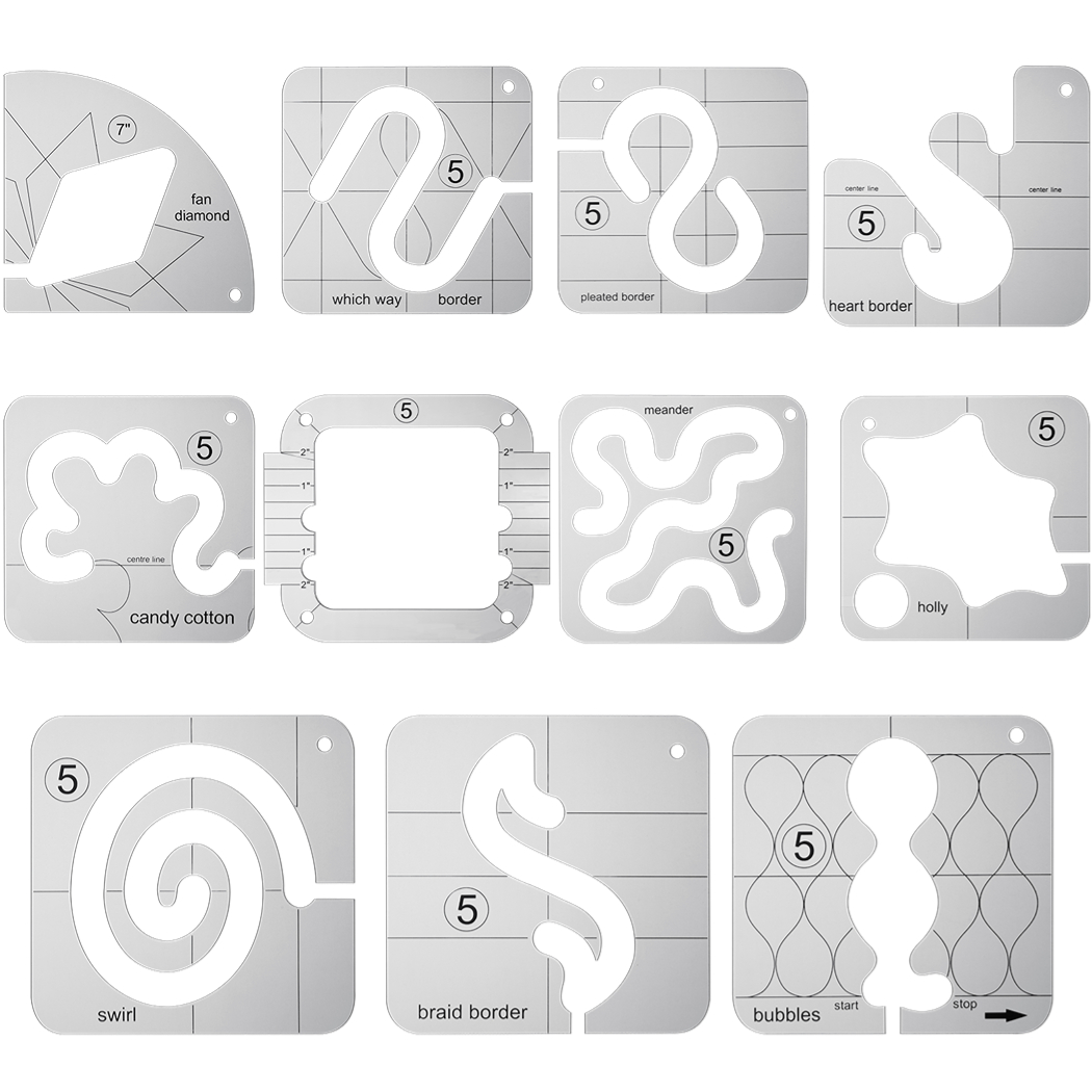 Quilting Rulers and Templates, 11PCS Free Motion Acrylic Quilting