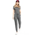 thumbnail image 2 of Pink Ice Women's Juniors Stretchy Short Sleeve Slim Fit Jumpsuit USA Made (Charcoal Grey, M), 2 of 4