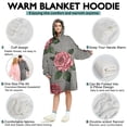 thumbnail image 5 of Wearable Oversized Blanket,Pioneer Flower Floral Print Pattern Wearable Blanket Hoodie for Adults,Cozy Hooded Blankets with Super Pockets,Super Warm Fuzzy Pullover for Women & Men, 5 of 6