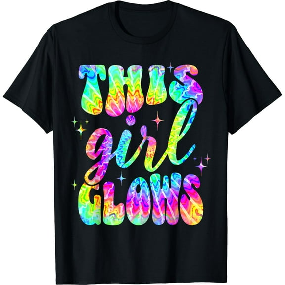 This Girl Glows For Kids Women Girls Tie Dye Groovy T-Shirt