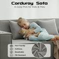thumbnail image 2 of ATOMSPACE 76'' Large Corduroy Loveseats Set of 2, 3-Seater Boneless Cloud Sofas with Integrated Cup Holders, No Assembly Compression Couch, Ideal for Small Spaces, Gray, 2 of 5