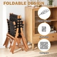 thumbnail image 6 of YODOLLA Patio Bistro Sets 3 Pieces Outdoor Folding Chair Outdoor Acacia Wood Natural Lounge Chair for Patio, Lawn, Garden, Fishing, Black, 6 of 16