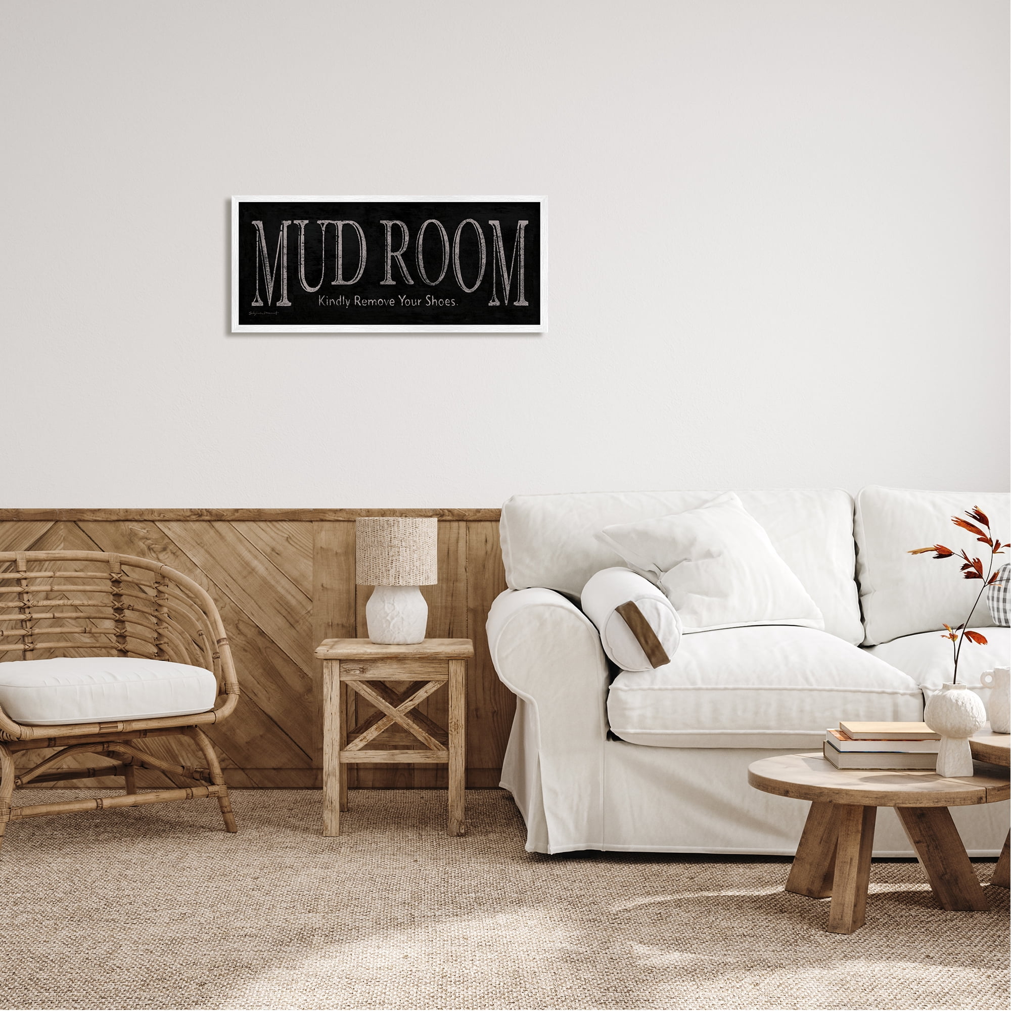 Stupell Mud Room Remove Shoes Reminder Inspirational Painting White Framed Art Print Wall Art