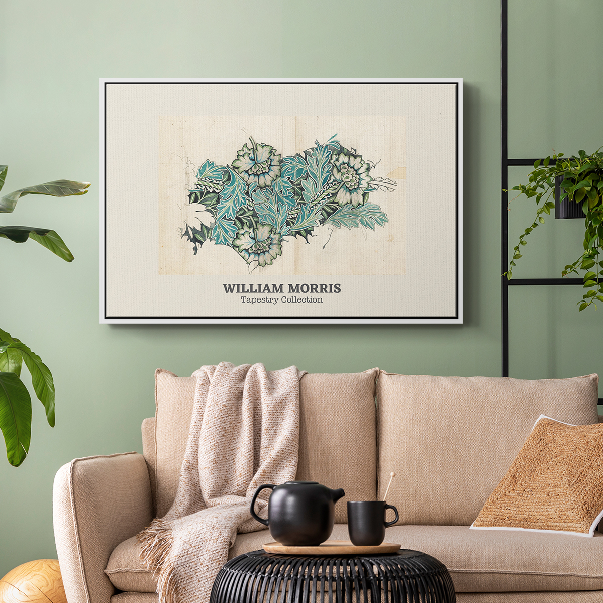 Vintage Abstract Print-XXXIX Framed in White Wood Gallery Wrapped Canvas 17 in. x 25 in.