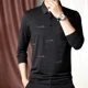 thumbnail image 2 of Polos de negocios de alta calidad con estampado para hombre, camisetas formales de marca de manga larga, camisetas elegantes de invierno con citas, sudaderas para hombre, 2 of 5