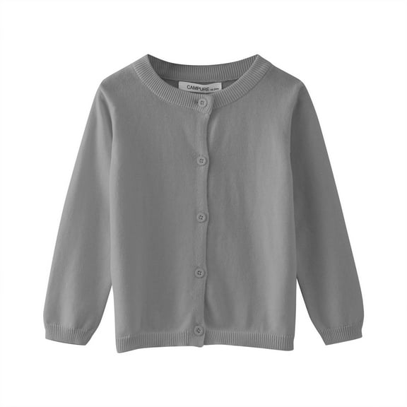 SUXIAN Toddler Jacket Baby Girl Boy Solid Knit Sweater Round Neck Long Sleeve Pullover for Fall Winter Grey 4-5 Years