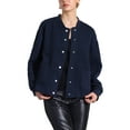 thumbnail image 1 of CHAQUETA BOMBER LIGERA DE MUJER CON CUELLO ALTO Y MANGA LARGA DE BOTONES PARA OTOÑO INVIERNO L AZUL PROFUNDO, 1 of 6