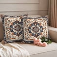 thumbnail image 2 of Boho Southwestern Outdoor Waterproof Pillow Covers, Orange Blue Traditional Ethnic Classical Decorative Square Throw Pillowcase Sofa Cushion Sham for Patio/Couch/Chair, 26"x26" 2 Pack, 2 of 8