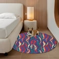 thumbnail image 3 of Tribal Style Round Living Room Rugs 5 ft, Abstract Boho Ethnic Feather Leaf Washable Area Rug with Non-Slip Sturdy Edge Binding Round Carpet for Entryway Kitchen Bedroom Bathroom, 3 of 9