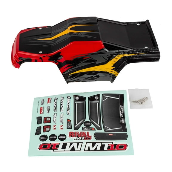 Team Associated Rival Mt10 Body V2 Red/Yellow Asc25830 Electric Car/Truck Option Parts ASC25830